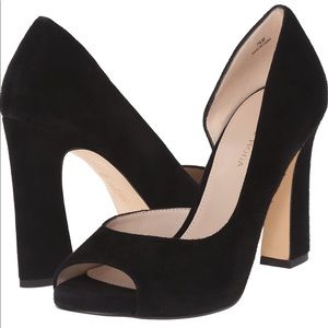 Open Toe Suede Pumps